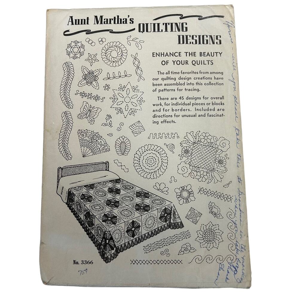 Vintage Aunt Martha's Traceable‎ Quilting Design #3366